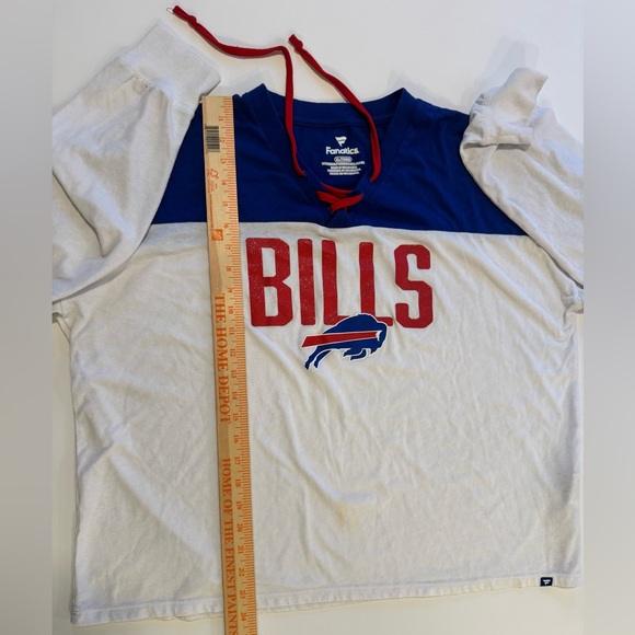 Fanatics Blue and White Bills Women's Jersey lace up long sleeves glitter Red - Picture 9 of 11